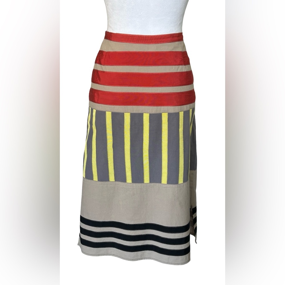 Neeah by D.A.R. Striped Midi Skirt Multicolor Cotton Size M Modest Art Boho - Picture 8 of 11